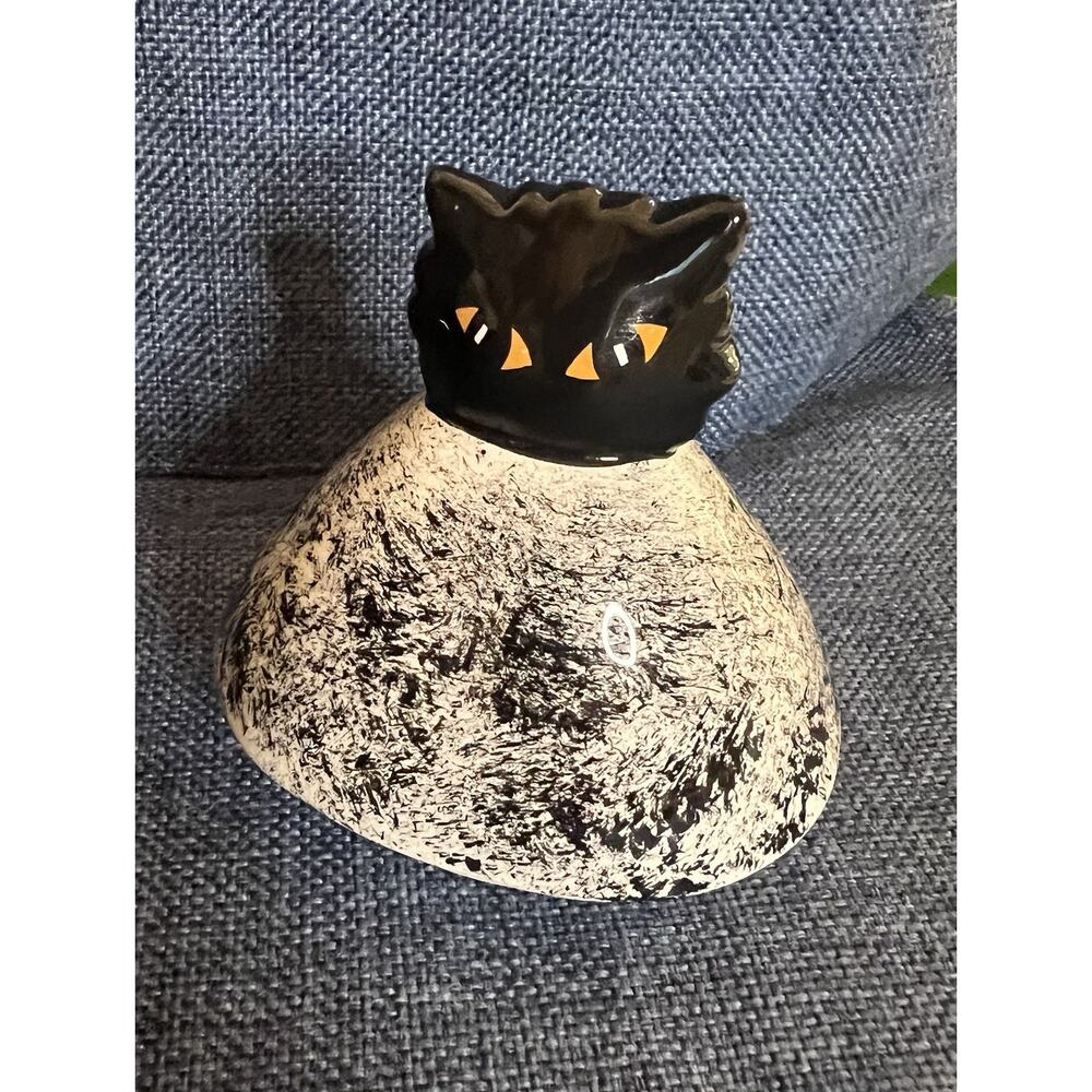 Cats by Nina Lyman black cat coffee teapot 9 in Amber eyes B&W‎ design Complete - Picture 8 of 16